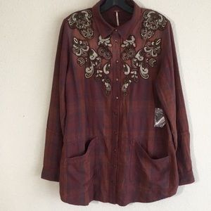 Free people plaid button down